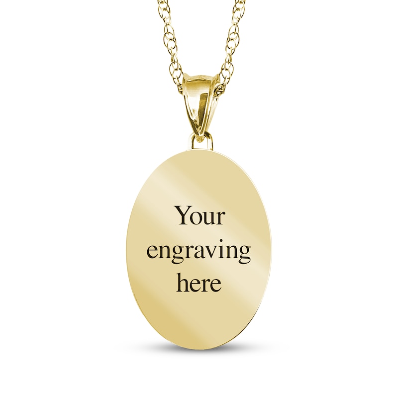 Main Image 2 of Oval Photo Beaded Frame Necklace 10K Yellow Gold-Plated Sterling Silver 18"