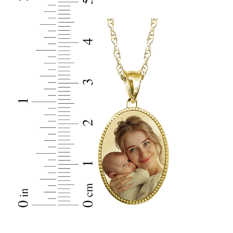 Main Image 4 of Oval Photo Beaded Frame Necklace 10K Yellow Gold-Plated Sterling Silver 18"