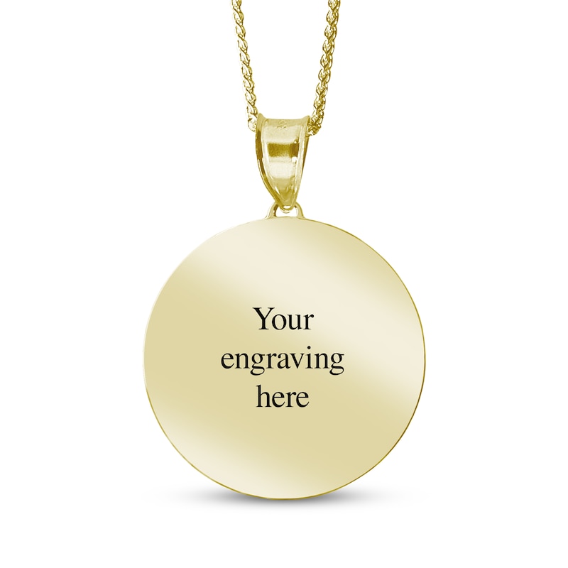 Main Image 2 of Men's Beaded Edge Round Photo Disc Necklace 10K Yellow Gold-Plated Sterling Silver (3 Lines) 22"