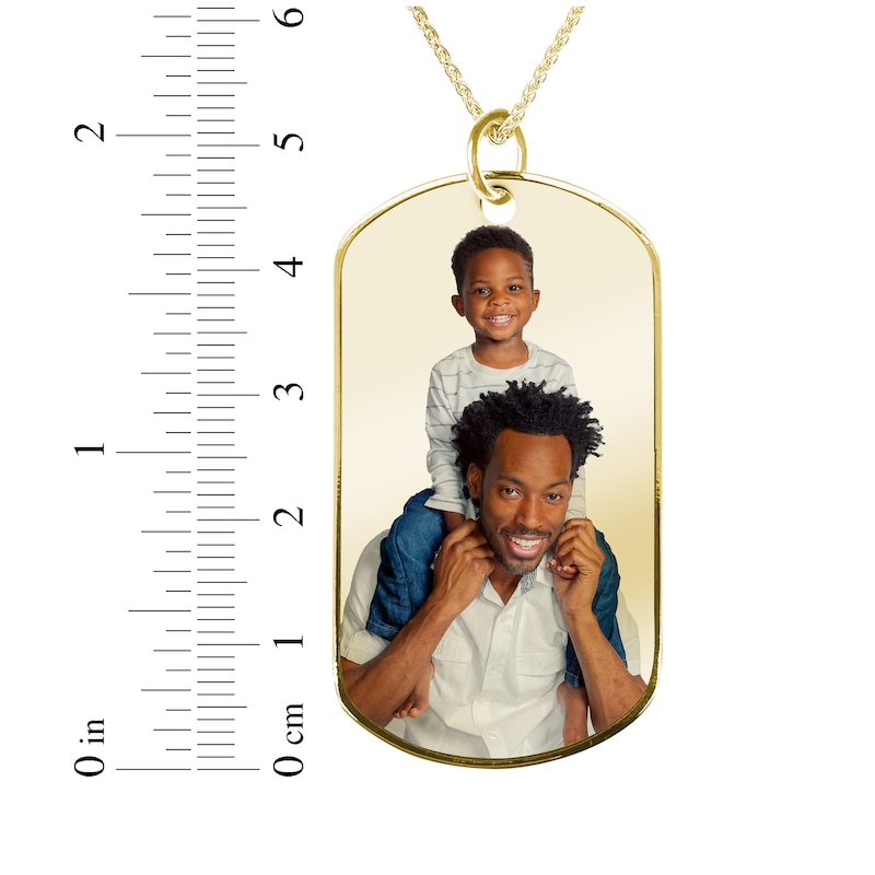 Main Image 4 of Men's Extra Large Photo Dog Tag Necklace 10K Yellow Gold-Plated Sterling Silver 22"