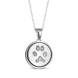 Paw Print Pet Disc Necklace Sterling Silver 18"