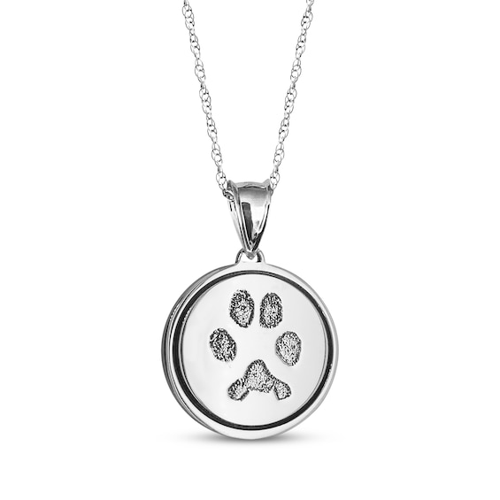 Your Pet Paw Print Disc Necklace Sterling Silver 18"