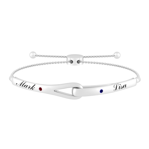 Love + Be Loved Birthstone Couples' Bolo Bracelet (2 Stones and Lines)
