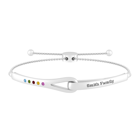 Love + Be Loved Birthstone Family & Mother's Bolo Bracelet (1-5 Stones and 1 Line)