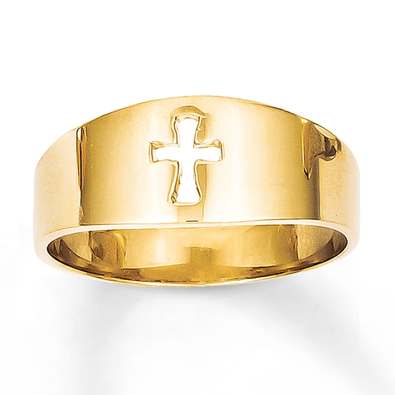 Main Image 1 of Women's Cross Ring 14K Yellow Gold