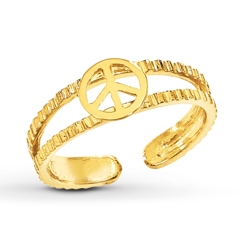 Main Image 1 of Peace Sign Toe Ring 14K Yellow Gold