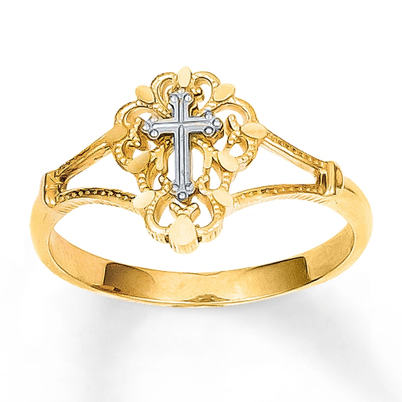 Main Image 1 of Women's Cross Ring 14K Two-Tone Gold