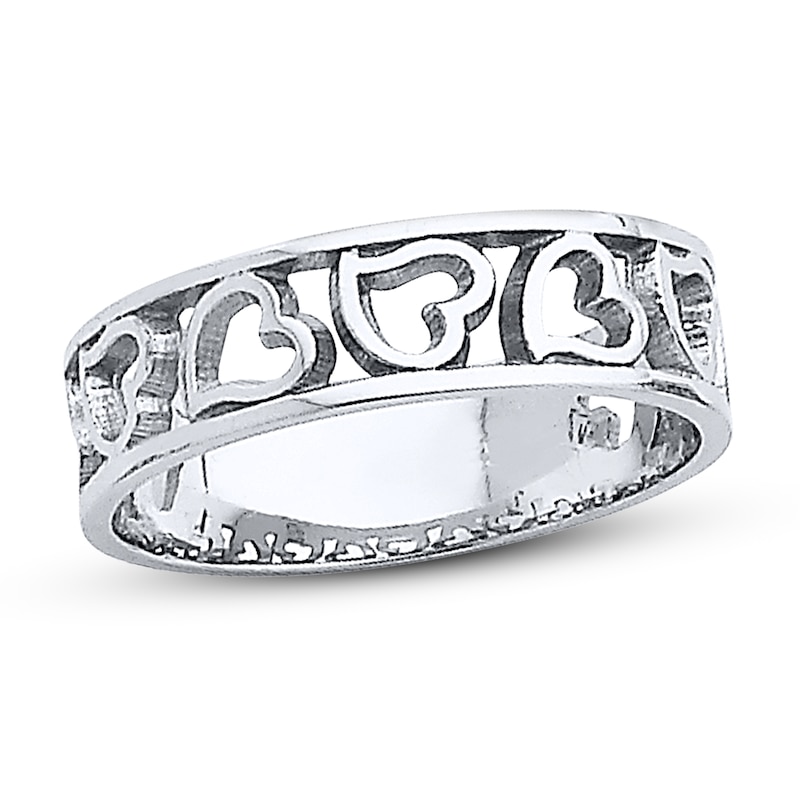 Main Image 1 of Heart Ring 14K White Gold