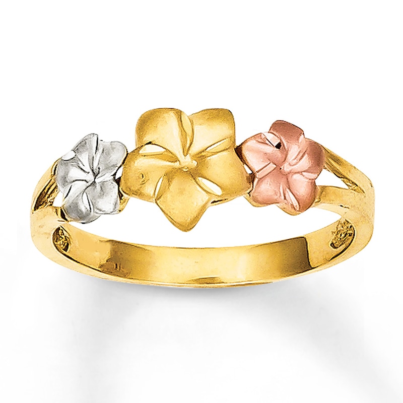 Main Image 1 of Plumeria Ring 14K Tri-Color Gold