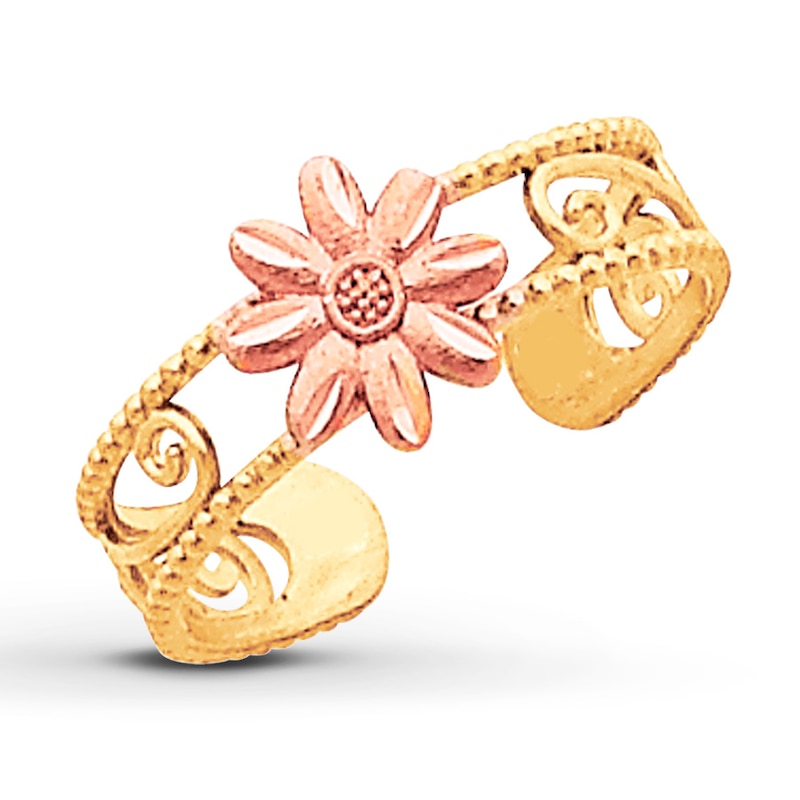 Floral Toe Ring 14K Two-Tone Gold