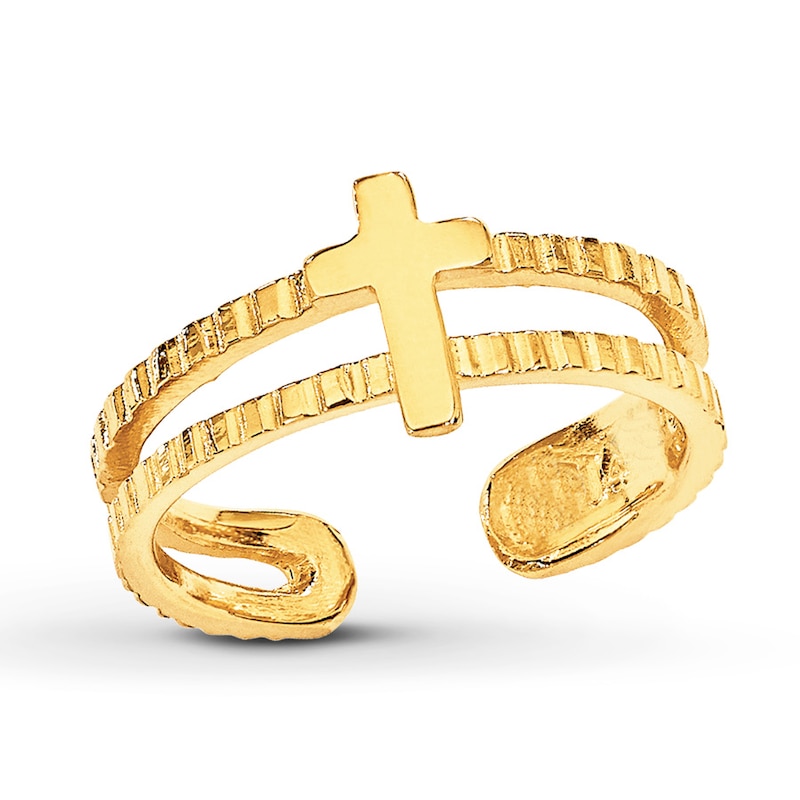Main Image 1 of Cross Toe Ring 14K Yellow Gold