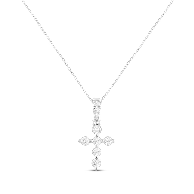 Main Image 1 of KAY Lab-Grown Diamonds Cross Necklace 1/3 ct tw 14K White Gold 18&quot;