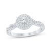 Thumbnail Image 0 of Diamond Double Halo Twist Engagement Ring 1/2 ct tw 10K White Gold