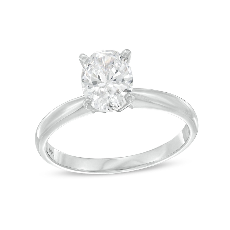 Oval-Cut Diamond Solitaire Engagement Ring 1-1/2 ct tw 14K White Gold (I/I1)