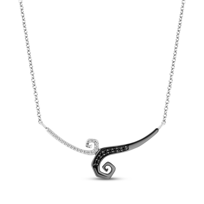 Disney Treasures The Nightmare Before Christmas Black & White Diamond Spiral Necklace 1/8 ct tw Sterling Silver 18"