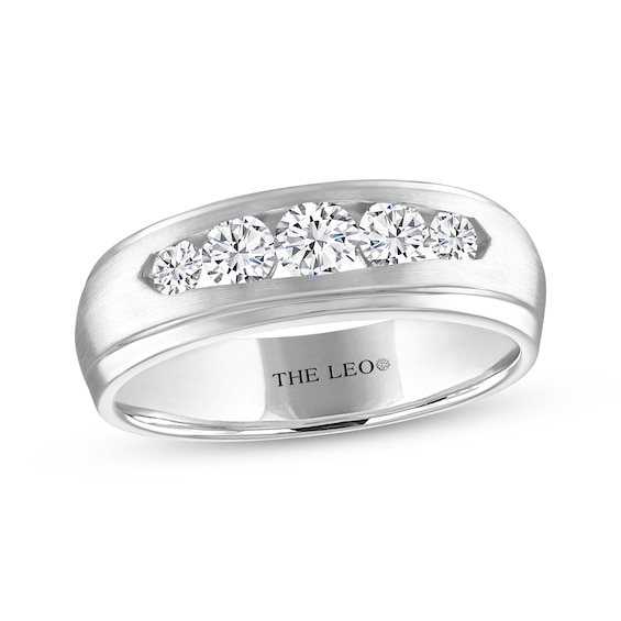 Men’s THE LEO Diamond Round-Cut Wedding Band 3/4 ct tw 14K White Gold