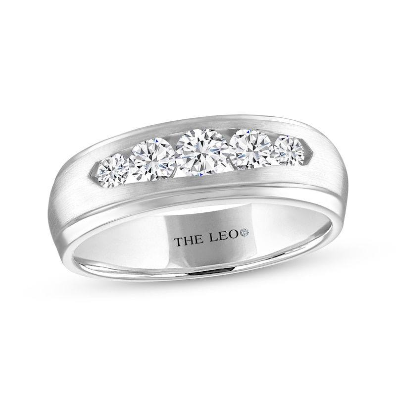 Main Image 1 of Men’s THE LEO Diamond Round-Cut Wedding Band 3/4 ct tw 14K White Gold