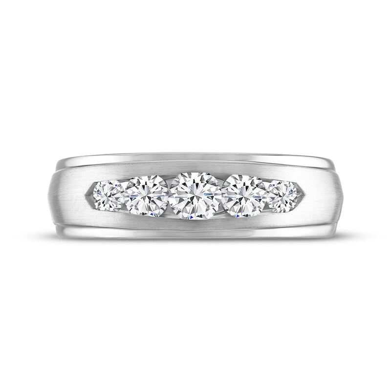 Main Image 3 of Men’s THE LEO Diamond Round-Cut Wedding Band 3/4 ct tw 14K White Gold
