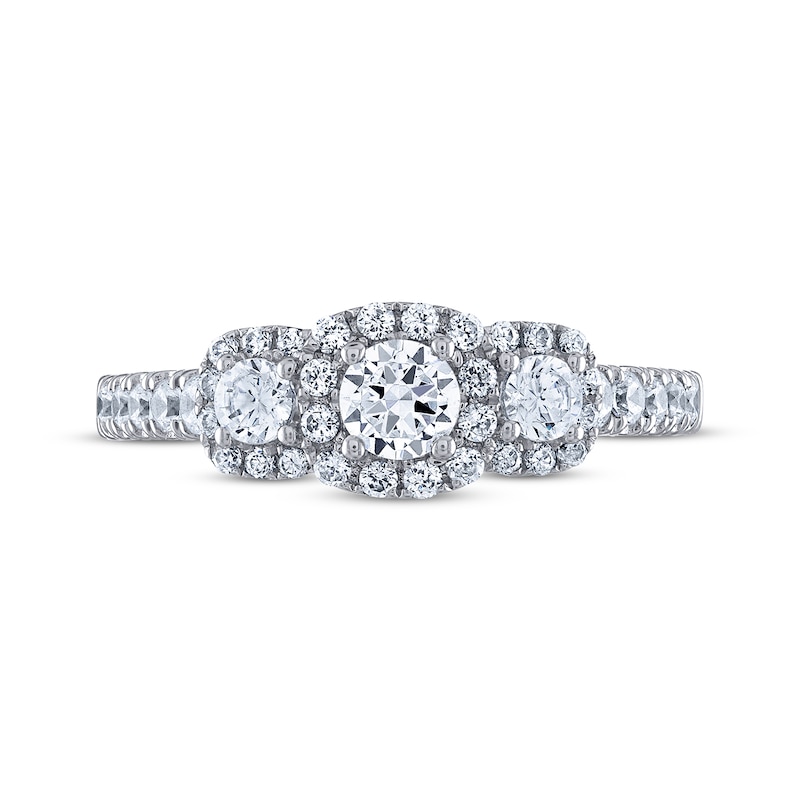 Main Image 3 of Memories Moments Magic Round-Cut Diamond Three-Stone Engagement Ring 1/2 ct tw 14K White Gold