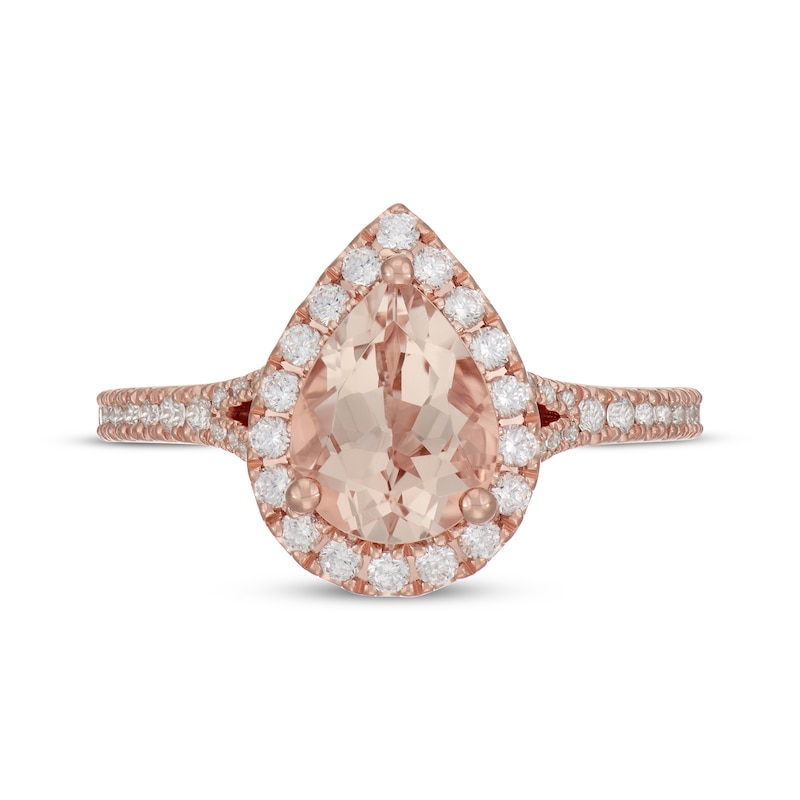 Main Image 3 of Neil Lane Pear-Shaped Morganite & Diamond Halo Engagement Ring 1/2 ct tw 14K Rose Gold