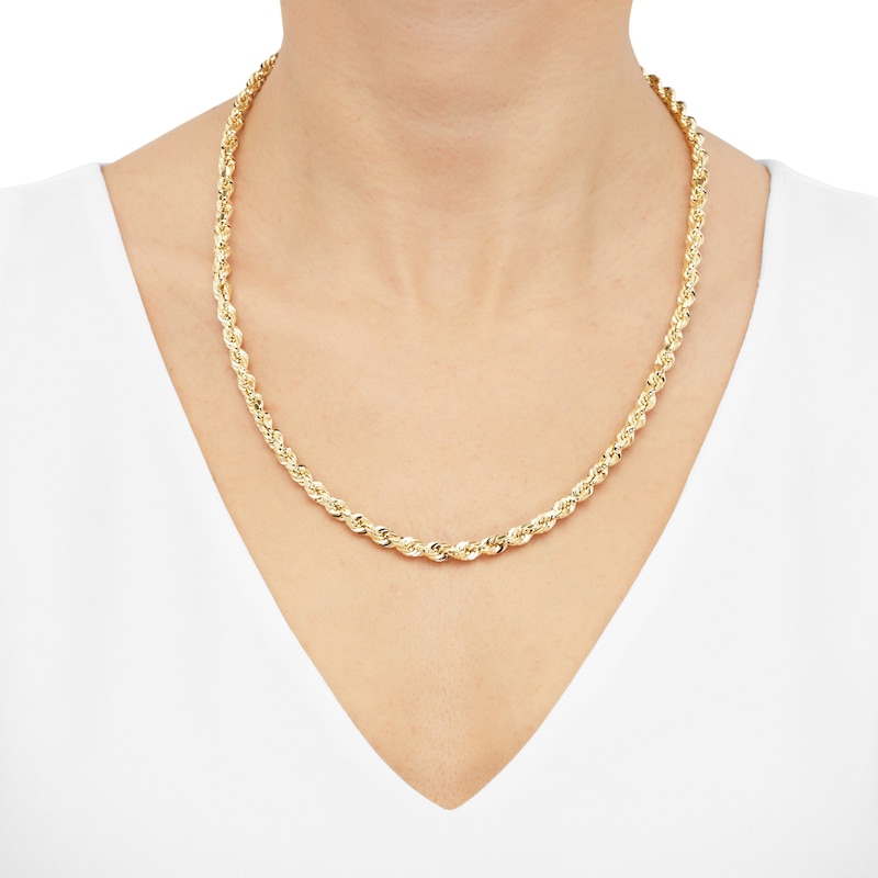 Semi-Solid Glitter Rope Chain 5.5mm 10K Yellow Gold 22"