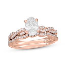 Neil Lane Artistry Oval-Cut Lab-Grown Diamond Bridal Set 1-3/8 ct tw 14K Rose Gold