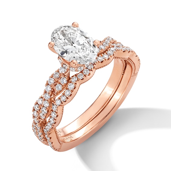 Neil Lane Artistry Oval-Cut Lab-Grown Diamond Bridal Set 1-3/8 ct tw 14K Rose Gold