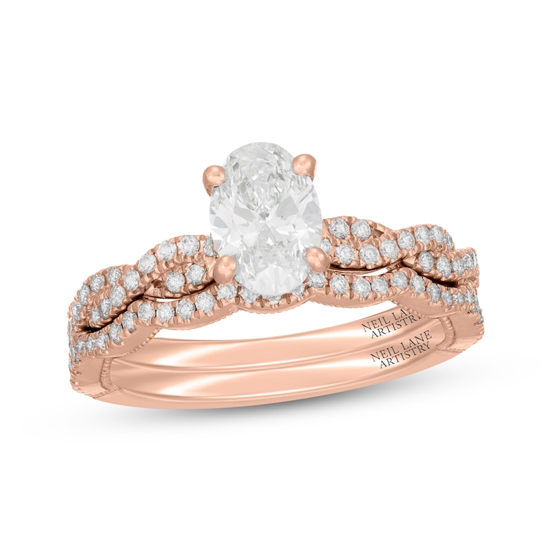 Main Image 1 of Neil Lane Artistry Oval-Cut Lab-Grown Diamond Bridal Set 1-3/8 ct tw 14K Rose Gold