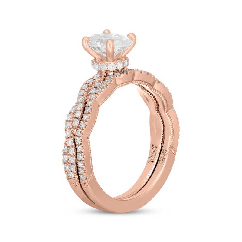 Main Image 2 of Neil Lane Artistry Oval-Cut Lab-Grown Diamond Bridal Set 1-3/8 ct tw 14K Rose Gold