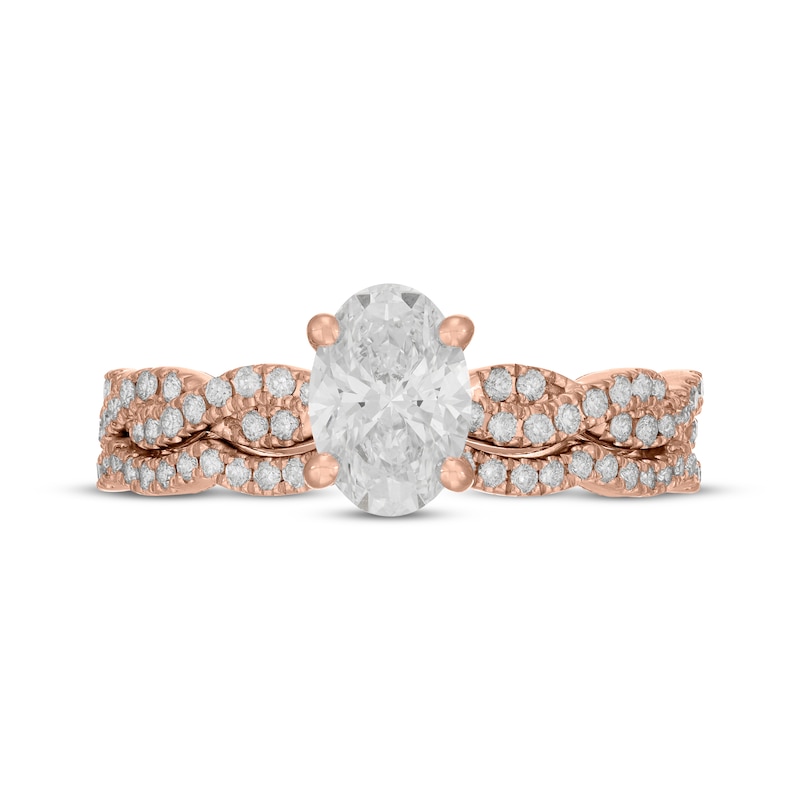 Main Image 3 of Neil Lane Artistry Oval-Cut Lab-Grown Diamond Bridal Set 1-3/8 ct tw 14K Rose Gold