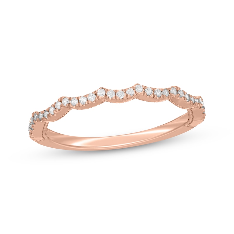 Main Image 7 of Neil Lane Artistry Lab-Grown Diamond Scalloped Wedding Band 1/6 ct tw 14K Rose Gold