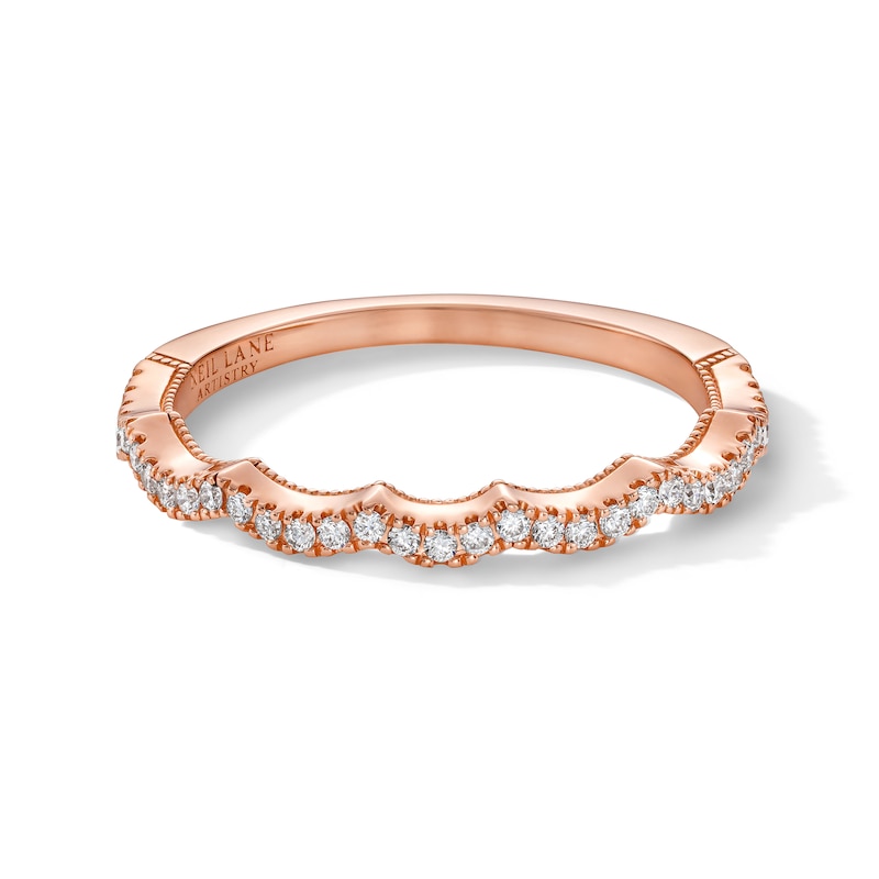 Main Image 13 of Neil Lane Artistry Lab-Grown Diamond Scalloped Wedding Band 1/6 ct tw 14K Rose Gold