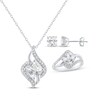 Thumbnail Image 1 of Cushion-Cut White Lab-Created Sapphire Gift Set Sterling Silver - Size 7