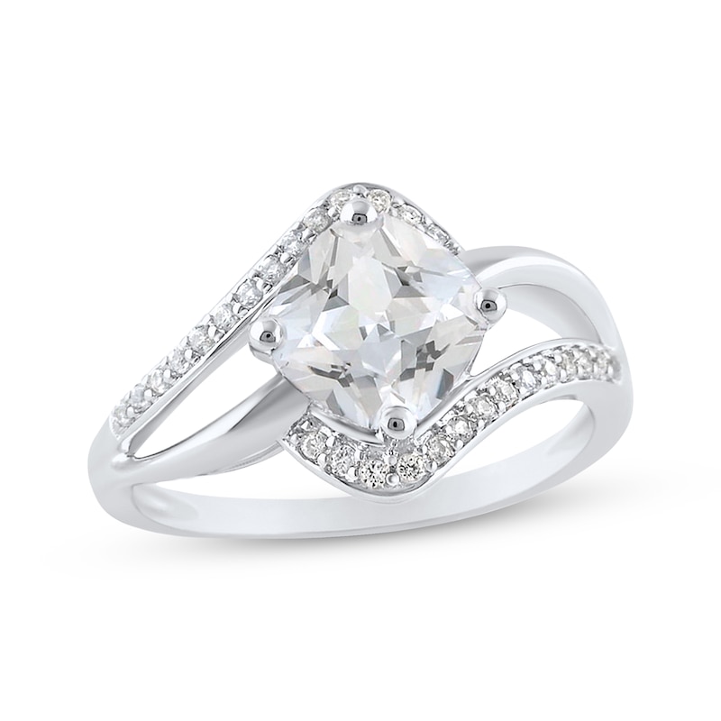 Main Image 3 of Cushion-Cut White Lab-Created Sapphire Gift Set Sterling Silver - Size 7