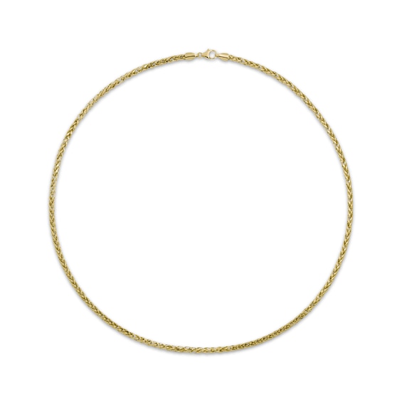 Diamond-Cut Hollow Wheat Chain Necklace 3mm 14K Yellow Gold 20"