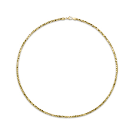 Diamond-Cut Wheat Chain Necklace 3mm Hollow 14K Yellow Gold 20"