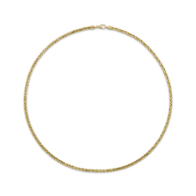 Main Image 1 of Diamond-Cut Wheat Chain Necklace 3mm Hollow 14K Yellow Gold 20&quot;