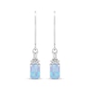 Thumbnail Image 2 of Emerald-Cut Blue Lab-Created Opal & White Lab-Created Sapphire Drop Earrings Sterling Silver