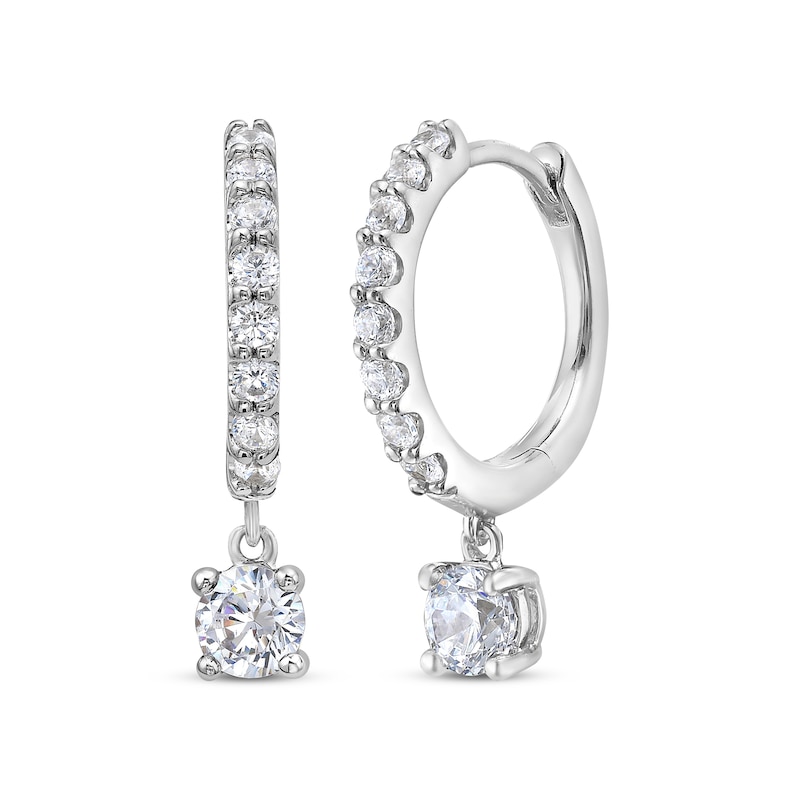 Lab-Created Diamonds by KAY Dangle Hoop Earrings 1 ct tw 10K White Gold