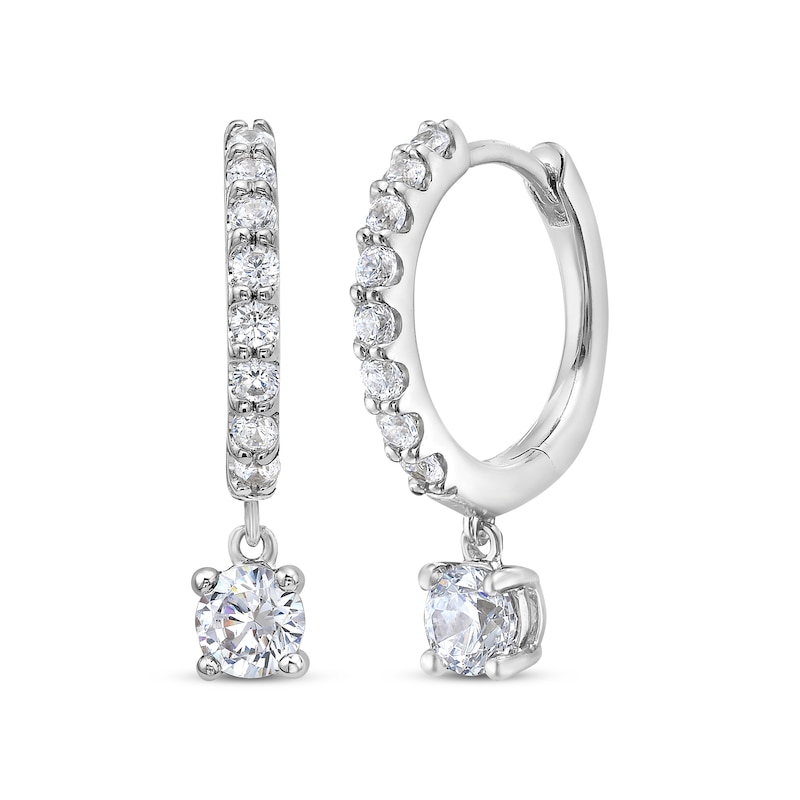 Main Image 1 of KAY Lab-Grown Diamonds Dangle Hoop Earrings 1 ct tw 10K White Gold