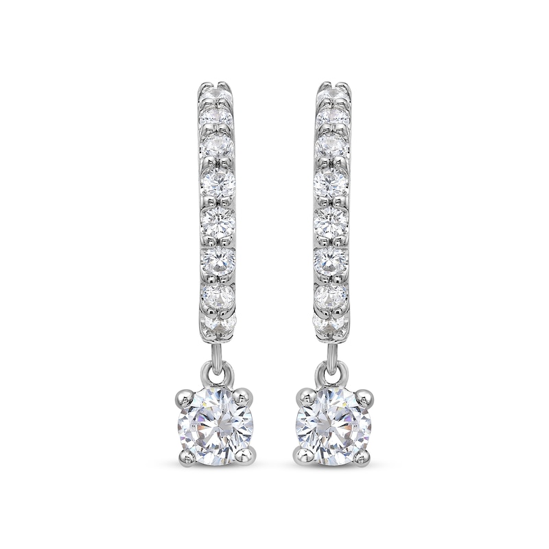 Main Image 2 of KAY Lab-Grown Diamonds Dangle Hoop Earrings 1 ct tw 10K White Gold