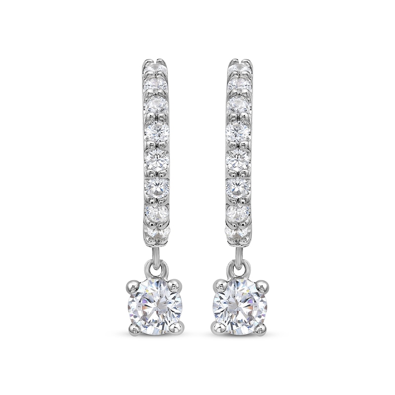 Lab-Created Diamonds by KAY Dangle Hoop Earrings 1 ct tw 10K White Gold