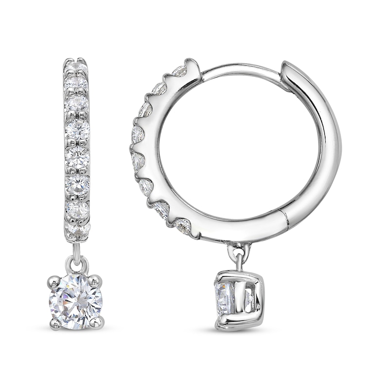 Lab-Created Diamonds by KAY Dangle Hoop Earrings 1 ct tw 10K White Gold