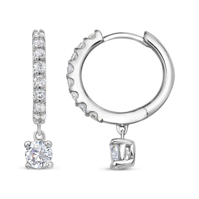 Main Image 3 of KAY Lab-Grown Diamonds Dangle Hoop Earrings 1 ct tw 10K White Gold
