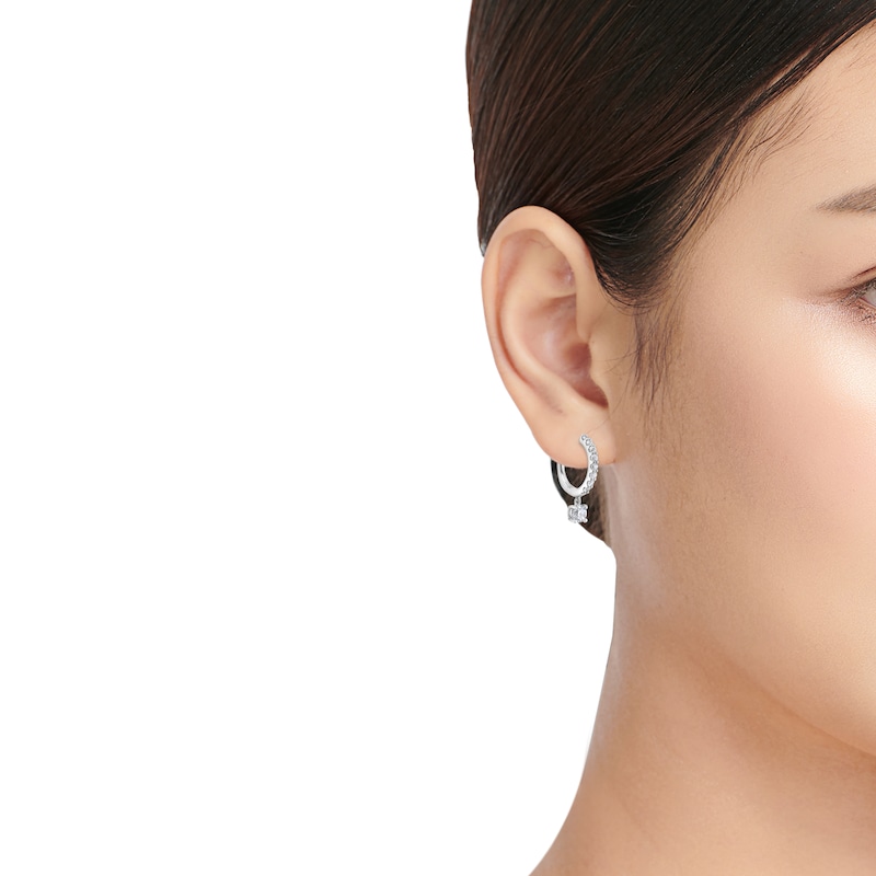Main Image 5 of KAY Lab-Grown Diamonds Dangle Hoop Earrings 1 ct tw 10K White Gold