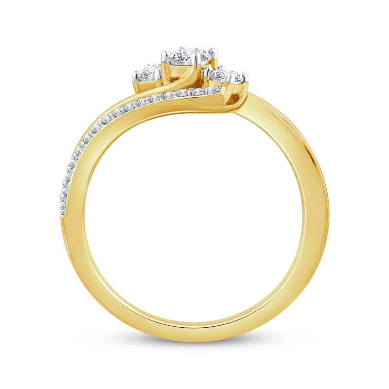Diamond Three-Stone Bypass Ring 1/2 ct tw 10K Yellow Gold | Kay