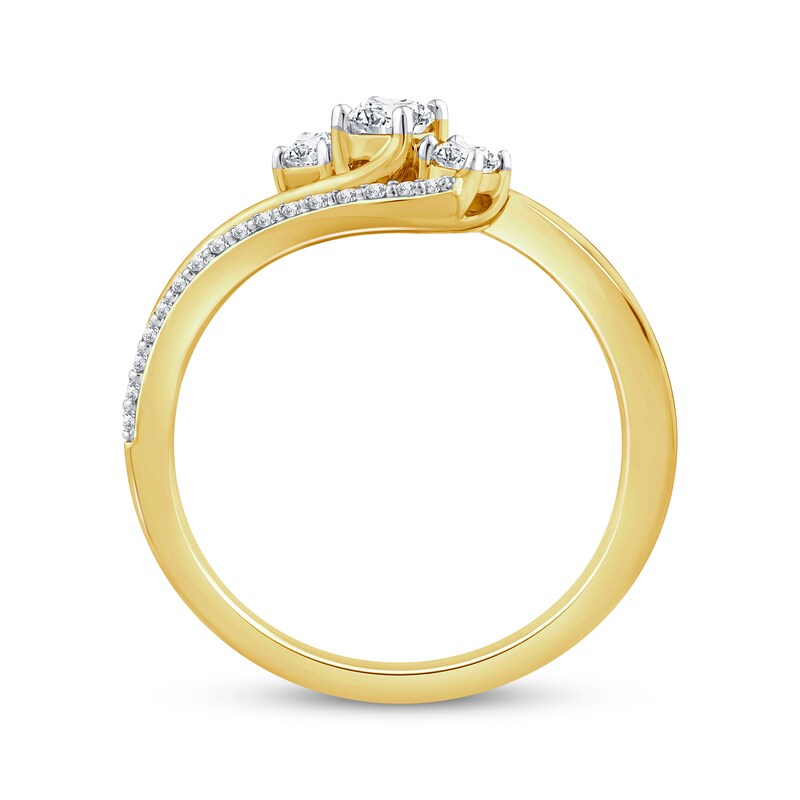 Main Image 3 of Diamond Three-Stone Bypass Ring 1/2 ct tw 10K Yellow Gold