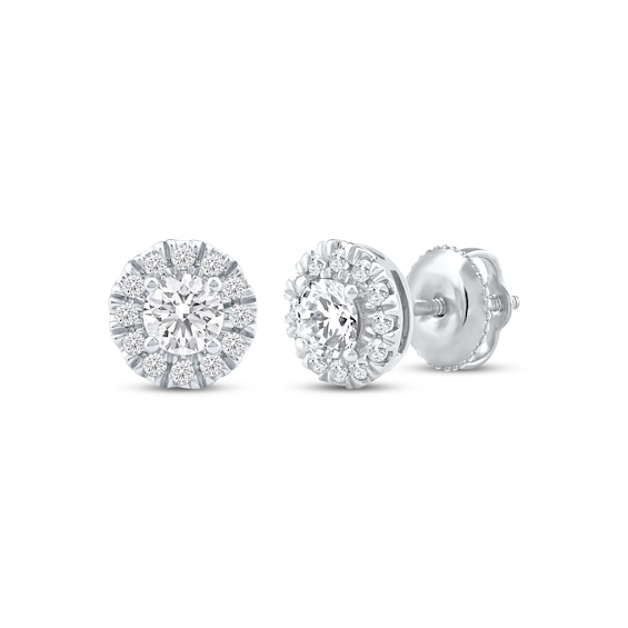 KAY Lab-Grown Diamonds Halo Stud Earrings 1/2 ct tw 14K White Gold (F/SI2)