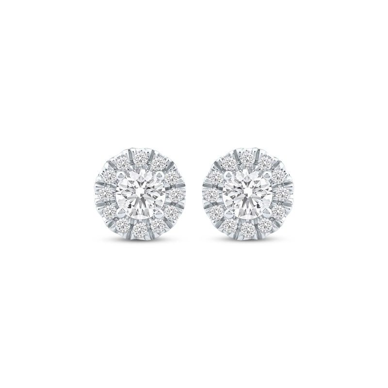 Main Image 2 of KAY Lab-Grown Diamonds Halo Stud Earrings 1/2 ct tw 14K White Gold (F/SI2)