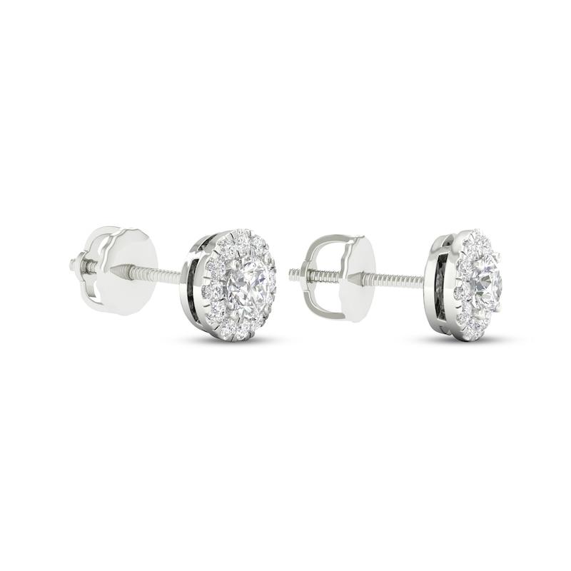 Main Image 4 of KAY Lab-Grown Diamonds Halo Stud Earrings 1/2 ct tw 14K White Gold (F/SI2)